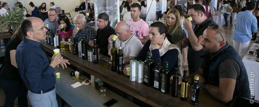 olive bar at the Gourmet Exhibition where visitors learned from experts about olive oil tasting 