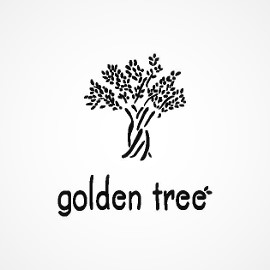 a stylized black image of an olive tree, with the words 