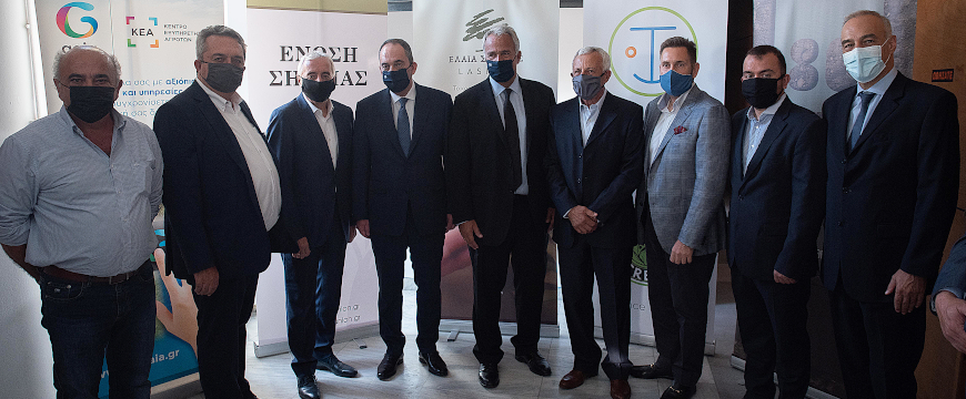 politicians and company and union representatives who attended the October 1 event in Sitia