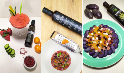 Examples of three dishes made with specific olive oil - food pairing combinations