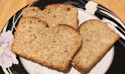 three slices of trahana bread overlapping on a plate