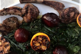 lamb chops with greens and beets