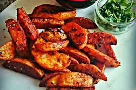 spicy orange-red potato wedges