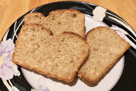 3 slices of trahana bread overlapping on a plate
